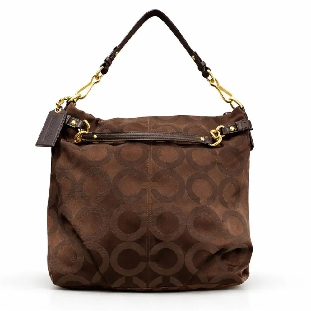 Coach Signature C Brown Canvas Leather Trim Y2K Shoulder Bag EUC
